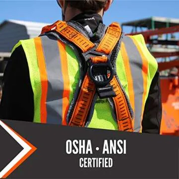 Malta Dynamics Razorback Elite Sternal D-Ring Safety Harness Fall Protection, Aluminum, Lightweight Full Body Harness, Quick Connect Buckles, Sewn-In Safety Belt - OSHA/ANSI Compliant (L-XL)