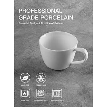 Sweese Soup Mugs - Coffee Mugs 17 Ounce Porcelain Jumbo Mugs for Coffee, Tea, Soup, Ice Cream, Cereal, Set of 2, White No. 620.201