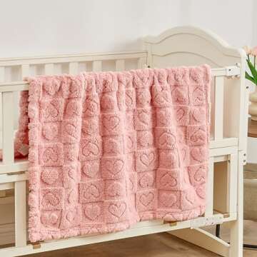 Yurhap Fleece Baby Blanket Heart Checkered Blanket, Ultra Soft Cozy Baby Blankets for Girls Boys, Fl...
