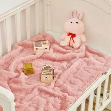 Yurhap Fleece Baby Blanket Heart Checkered Blanket, Ultra Soft Cozy Baby Blankets for Girls Boys, Fluffy Infant Toddler Newborn Receiving Blankets for Crib Stroller 30”×40” (Dark Pink)