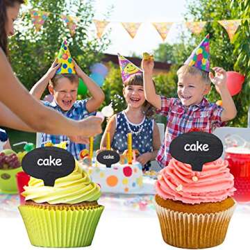 16 Pieces Cheese Markers for Charcuterie Board, Black Cheese Labels Chalkboard Picks Cupcake Name Tag Toppers for Food Dinner Wedding Birthday Parties (Oval Shape)