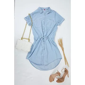 Imily Bela Women Denim Dress Casual Summer Jean Shirt Dress