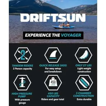 Driftsun Voyager 11ft Tandem Inflatable Kayak with Paddles
