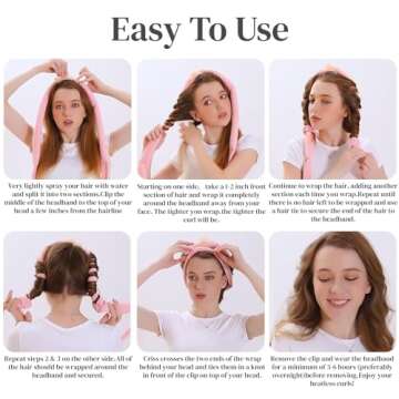 XRACEPHOL Heatless Velvet Hair Curler, Heatless Curls Overnight Hair Rollers-Includes Airless Spray Bottle, Hair Clips, 5 Piece Set (Khaki)