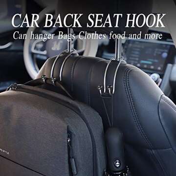 SAVORI Auto Hooks Bling Car Hangers Organizer Seat Headrest Hooks Strong and Durable Backseat Hanger Storage Universal for SUV Truck Vehicle 2 Pack (Black)