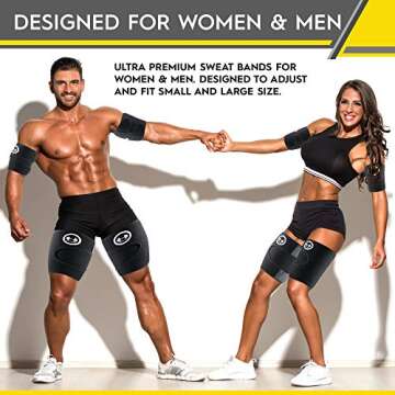 1H1K Sports Arm Trimmers Thigh Trimmers for Weight Loss (4 Pack Set) | Arm and Thigh Sweat Shaper Bands for Women and Men | Increases Heat & Sweat Production | Arm Thigh Exercise (Small/Medium)