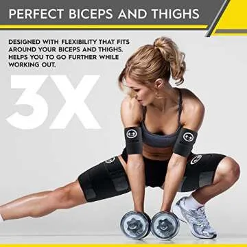 1H1K Sports Arm Trimmers Thigh Trimmers for Weight Loss (4 Pack Set) | Arm and Thigh Sweat Shaper Bands for Women and Men | Increases Heat & Sweat Production | Arm Thigh Exercise (Small/Medium)