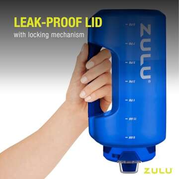 Zulu Goals 64oz Large Half Gallon Jug Water Bottle with Motivational Time Marker, Covered Straw Spout and Carrying Handle, Perfect for Gym, Home, and Sports, Dusty Blue