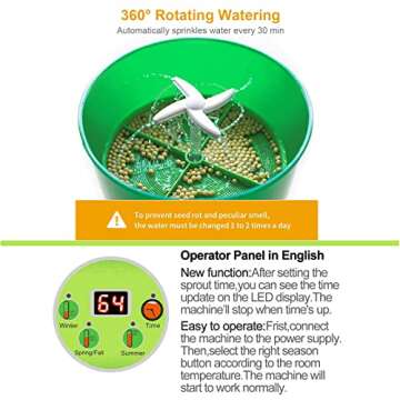 Bean Sprouts Machine - Automatic LED Time Control, 3 Layers for Easy Sprouting!