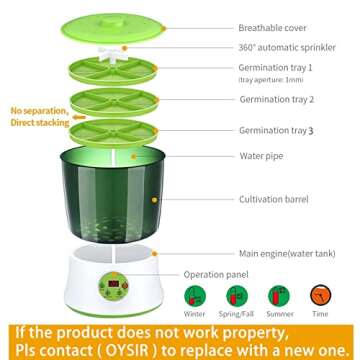 Bean Sprouts Machine with LED Display and Automatic Watering