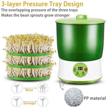 Bean Sprouts Machine with LED Display and Automatic Watering