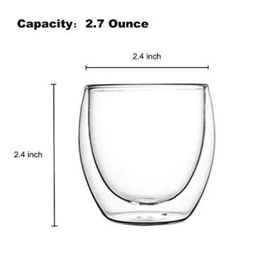 Futu Set of 4, Espresso Cups Shot Glass- Double Wall Insulated Coffee Glasses