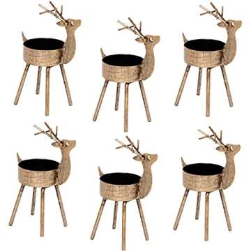 Kurala 6 Pack Metal Reindeer Tea Light Candle Holders, Christmas Table Decorations Centerpieces