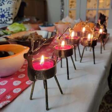 Kurala 6 Pack Metal Reindeer Tea Light Candle Holders, Christmas Table Decorations Centerpieces