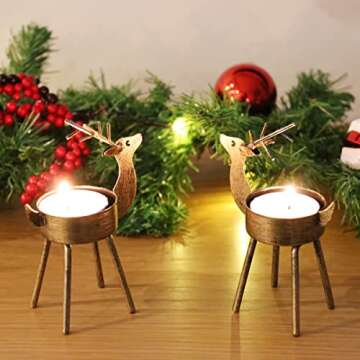 Kurala 6 Pack Metal Reindeer Tea Light Candle Holders, Christmas Table Decorations Centerpieces