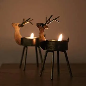 Kurala 6 Pack Metal Reindeer Tea Light Candle Holders, Christmas Table Decorations Centerpieces