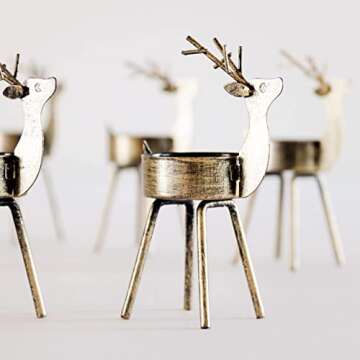 Kurala 6 Pack Metal Reindeer Tea Light Candle Holders, Christmas Table Decorations Centerpieces