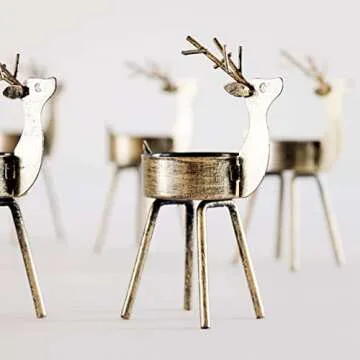 Kurala 6 Pack Metal Reindeer Tea Light Candle Holders, Christmas Table Decorations Centerpieces