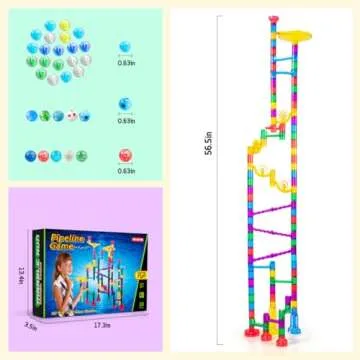 Meland Marble Run - 132Pcs Marble Maze Game Building Toy for Kid, Marble Track Race Set & STEM Learning Toys for Boy Girl Age 3 4 5 6 7 8 9+ (102 Translucent Marbulous Pcs & 30 Glass Marbles)