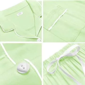 SWOMOG Womens Button Down Pajamas Set Short Sleeve Sleepwear Bride Soft Pj Lounge Sets XS-3XL Mint Green Medium
