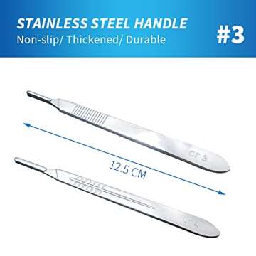 15 Pack Surgical Blades #10 with Stainless Steel Scalpel Handle, High Carbon Steel Dermablade Blades Individually Wrapped Sterile for Dermaplaining, Podiatry, Crafts & More