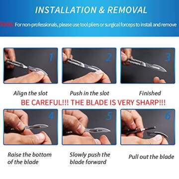 15 Pack Surgical Blades #10 with Stainless Steel Scalpel Handle, High Carbon Steel Dermablade Blades Individually Wrapped Sterile for Dermaplaining, Podiatry, Crafts & More