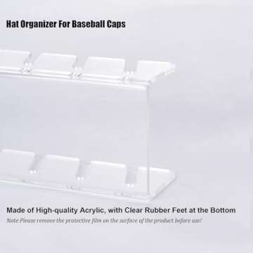 Ausugar Baseball Cap Storage, 2PCS Hat Stand for 14 Caps, Acrylic Material, White-2
