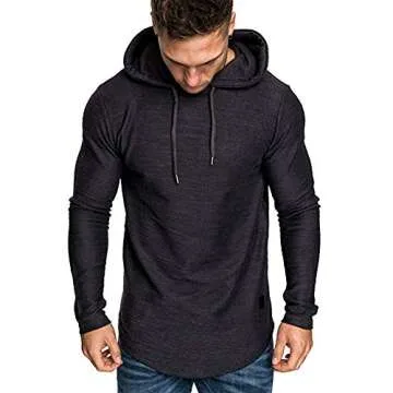 Lexiart Mens Fashion Athletic Hoodies Sport Sweatshirt Solid Color Fleece Pullover Black XL