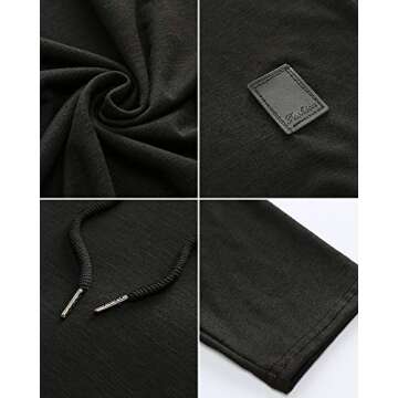 Lexiart Mens Fashion Athletic Hoodies Sport Sweatshirt Solid Color Fleece Pullover Black XL