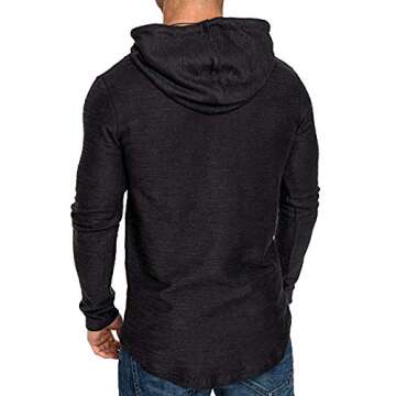 Lexiart Mens Fashion Athletic Hoodies Sport Sweatshirt Solid Color Fleece Pullover Black XL