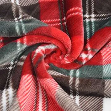 HOMRITAR Ultra Soft Throw Blanket with Plaid, Cozy Flannel Fleece Luxury Blanket for Bed, Sofa and Couch (50 x 60 inch, Red)