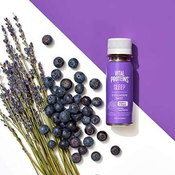 Vital Proteins Collagen Dietary Supplement Shot, 12 ct Sleep Shot, 1mg of Melatonin, 200mg GABA, 200mg of Magnesium - Help Support a Healthy Night’s Sleep, Blueberry & Lavender