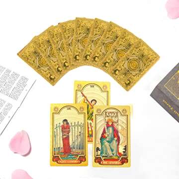 KIINO 78 Gold foil Tarot Cards with Guide Book Tarot Deck for Beginners and Professional Player with Box Tarot PVC Durable Waterproof Wrinkle Resistant