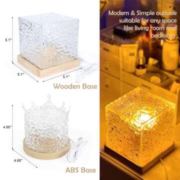 2 Packs Aurora Glow Lamp,Corded Ocean Wave Projector with 16 Colors and Dynamic Ripple Effect for Living Room Bedroom Decor (Cube & Crown)