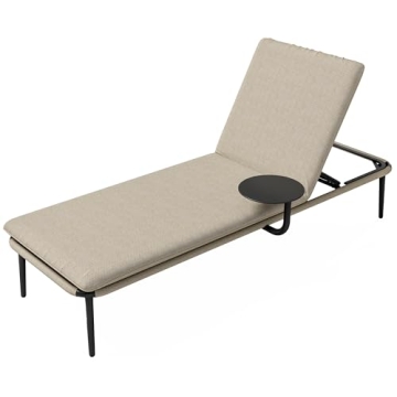 EAST OAK Adjustable Aluminum Chaise Lounge with Table