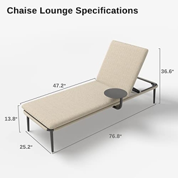 EAST OAK Adjustable Aluminum Chaise Lounge with Table