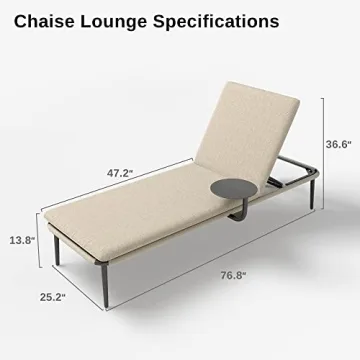 EAST OAK Adjustable Aluminum Chaise Lounge with Table