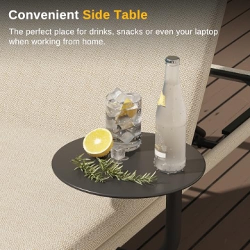 EAST OAK Adjustable Aluminum Chaise Lounge with Table