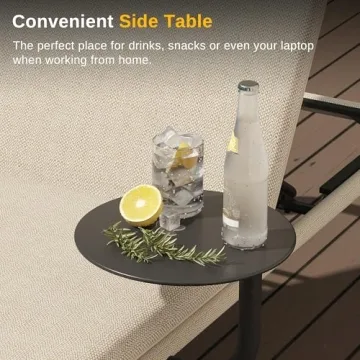 EAST OAK Adjustable Aluminum Chaise Lounge with Table