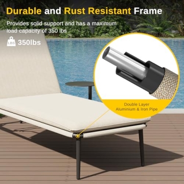 EAST OAK Adjustable Aluminum Chaise Lounge with Table