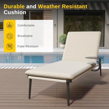 EAST OAK Adjustable Aluminum Chaise Lounge with Table