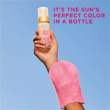 SOL by Jergens Deep Water Self Tanner Mousse, Water-based Sunless Tanner with Coconut Water for Fake Tan, Dye-free Tanning Active Derived from Natural Sugars, Medium Color, 5 Ounce