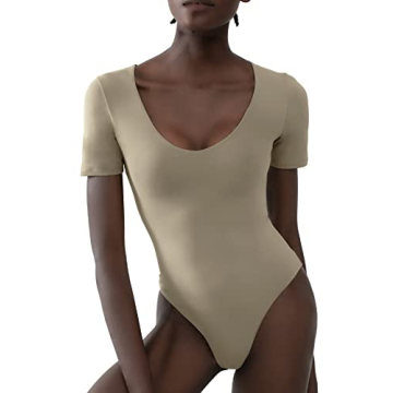 Stylish PUMIEY Women's V Neck Bodysuit for Summer