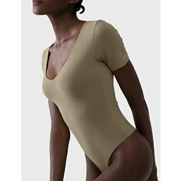 Stylish PUMIEY Women's V Neck Bodysuit for Summer