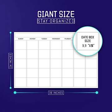 Large Dry Erase Laminated Wall Calendar 24” Inch by 36” Inch Size by Earlyadopters | Premium Huge Monthly Planner for Office - None Magnetic | Wall Calendar for Planning