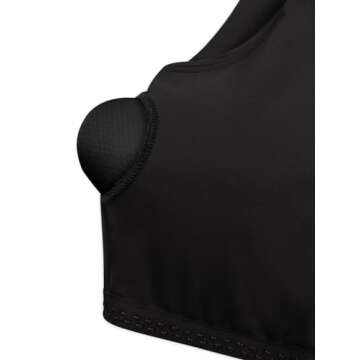 LASLULU Womens Backless Sports Bra Scoop Neck Crop Tops Athletic Running Sports Bra Workout Gym Top Yoga Bra(Black,Medium)