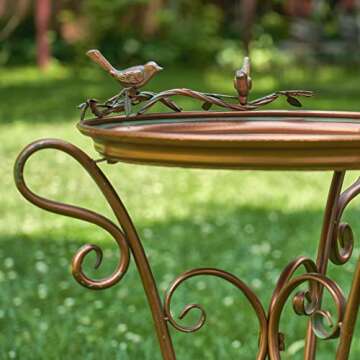 Shallow Bird Feeder/Plant Stand Tray on Three Leg Design (Aged Copper Finish)