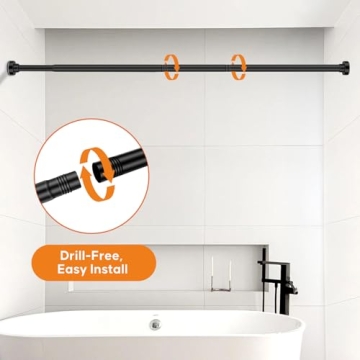 Adjustable TPKEAM Shower Curtain Rod, No Tools Needed, Rust-Proof