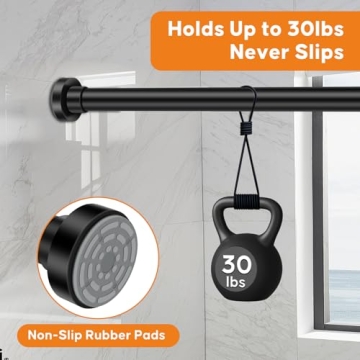 Adjustable TPKEAM Shower Curtain Rod, No Tools Needed, Rust-Proof