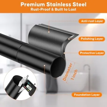 Adjustable TPKEAM Shower Curtain Rod, No Tools Needed, Rust-Proof